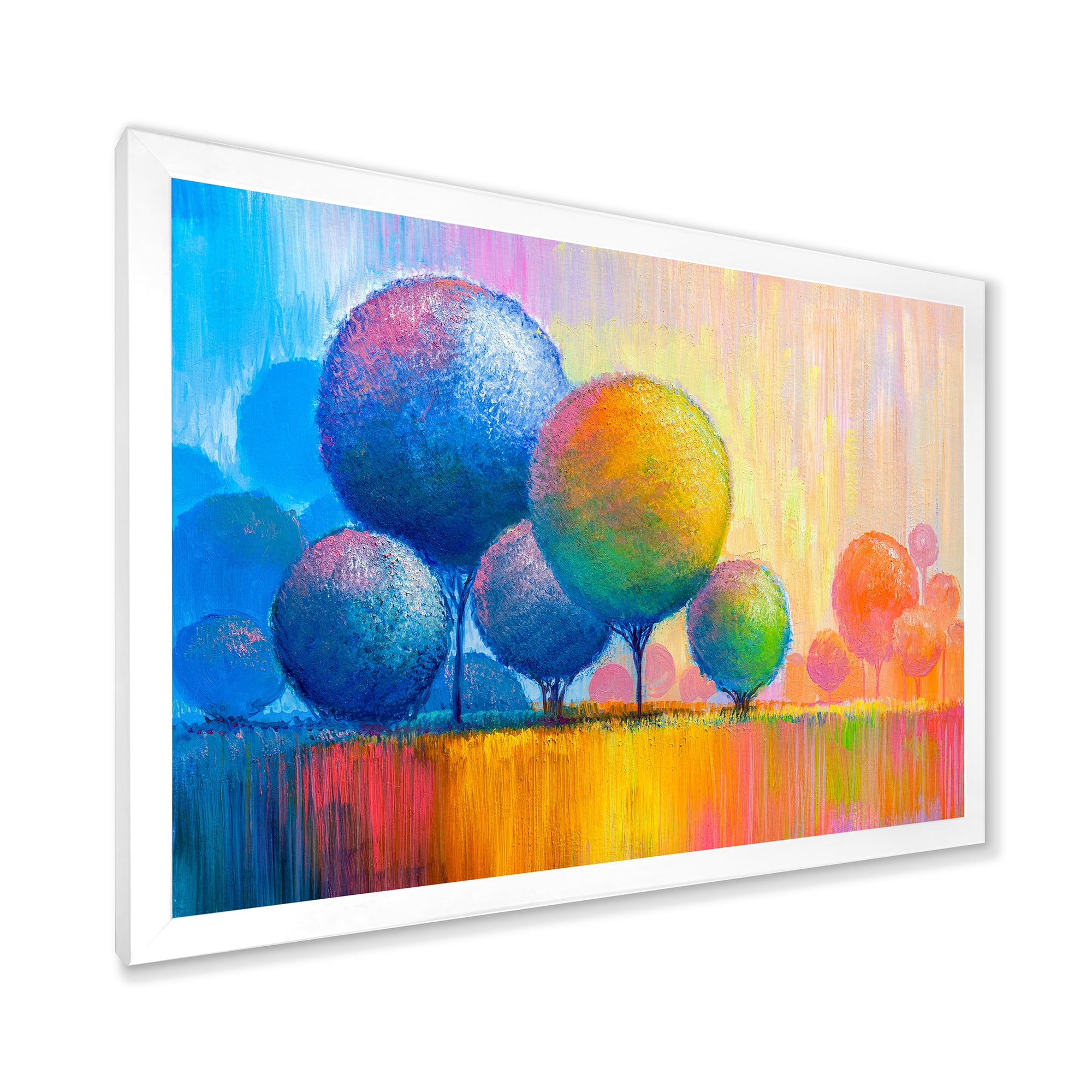 Designart 'Ornamental Colourful Trees VII' Modern Framed Art Print