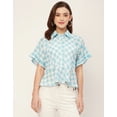 thumbnail image 2 of Moomaya Printed Cotton Short Sleeve Peplum Top - Shirt Collar, Chic Top, 2 of 9