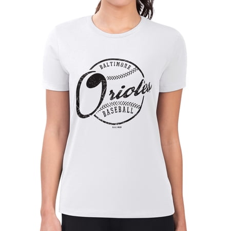 Women s G-III 4Her by Carl Banks White Baltimore Orioles Super-Slim Fit Lightweight Distressed Baseball Team T-Shirt