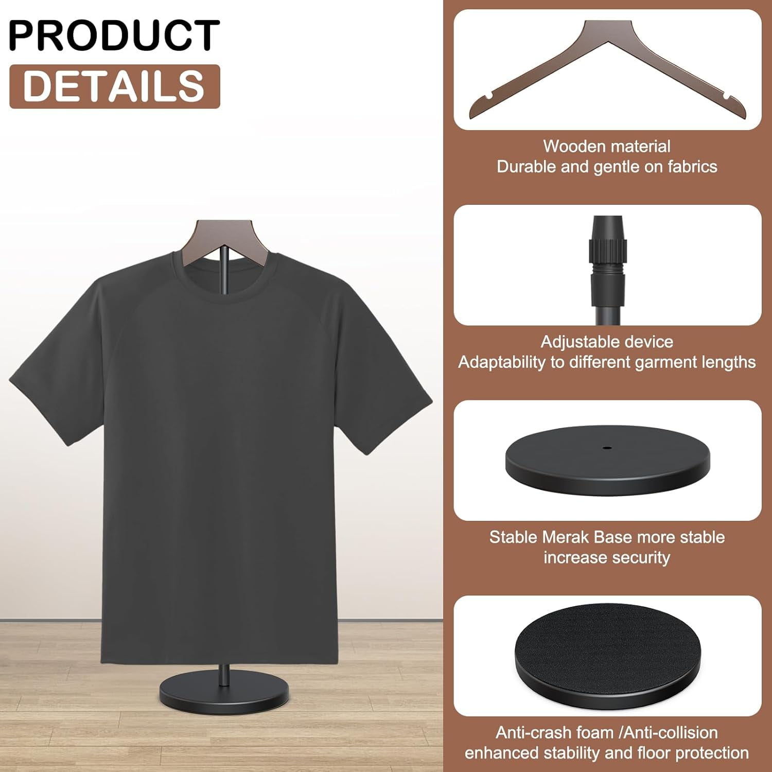 Shirt Display Stand, 18-34 Inch Height Adjustable Mannequin Torso Stand Dress Form for Vendors Shop, T Shirt Display Jacket Coat Hanger Steaming Clothes Holder