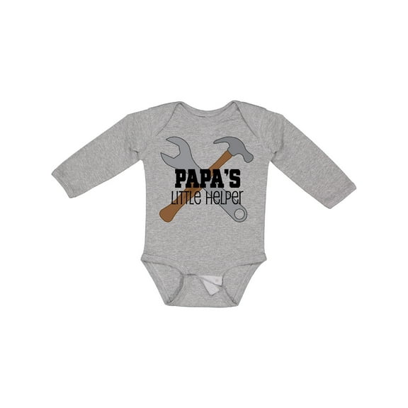 Inktastic Papa's Little Helper Boys Long Sleeve Baby Bodysuit