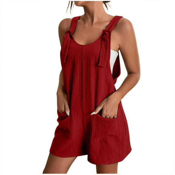 Tumotour Short Jumpsuit For Women Rompers Jumpsuits Summer Vacation Beach Outfits 2025 Shorts Overalls Loose Casual Soft Clothes