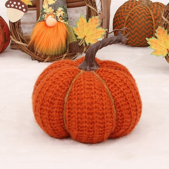 Fiudx Calabaza de Tela Tejida, Decoración Del Hogar para Acción de Gracias, Exquisita Cuerda de Algodón, Hermosos Colores Otoñales, Decoración de Mesa, Versátil para Mesa de Comedor y Chimenea, Tamañ