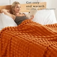 thumbnail image 4 of Exclusivo Mezcla Queen Size Flannel Fleece Blanket, Super Soft 3D Striped Jacquard Blanket for Bed, Lightweight Fuzzy Cozy Blankets, Burnt Orange, 90"x90", 4 of 7