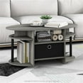 thumbnail image 2 of Pemberly Row Engineered Wood Oval Coffee Table with Bin in French Oak Gray/Black, 2 of 6