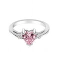 thumbnail image 4 of Heart Pink Cubic Zirconia Ring Sterling Silver Size 10, 4 of 6