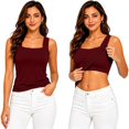 thumbnail image 5 of Siminsem Shelf Bra Tank Top for Women Wide Strap Cotton Camisole with Built in Bra Tummy Control Shaper Adjustable Straps Scoop Neck Everyday Layering Top, Wine,M, 5 of 9