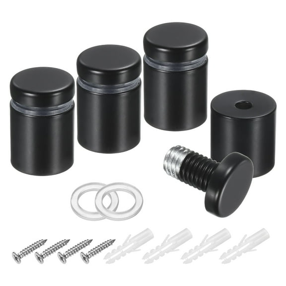 4 Pack 3/4" x 1" Stainless Steel Standoff Sign Standoff Screws, Black