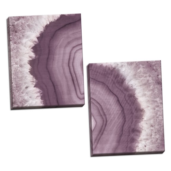 Gango Home Decor Contemporary Agate Geode I & II Plum by Wild Apple Portfolio (Ready to Hang); Two 16x20in Hand-Stretched Canvases