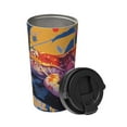thumbnail image 2 of Picia Colorful Gecko Jungle Art Pattern 500ml Carry Insulated Coffee Mug, Stainless Steel Travel Mug with Hidden Handle, Leak-Proof for Car, Office, Home, and Outdoor Use, 2 of 8