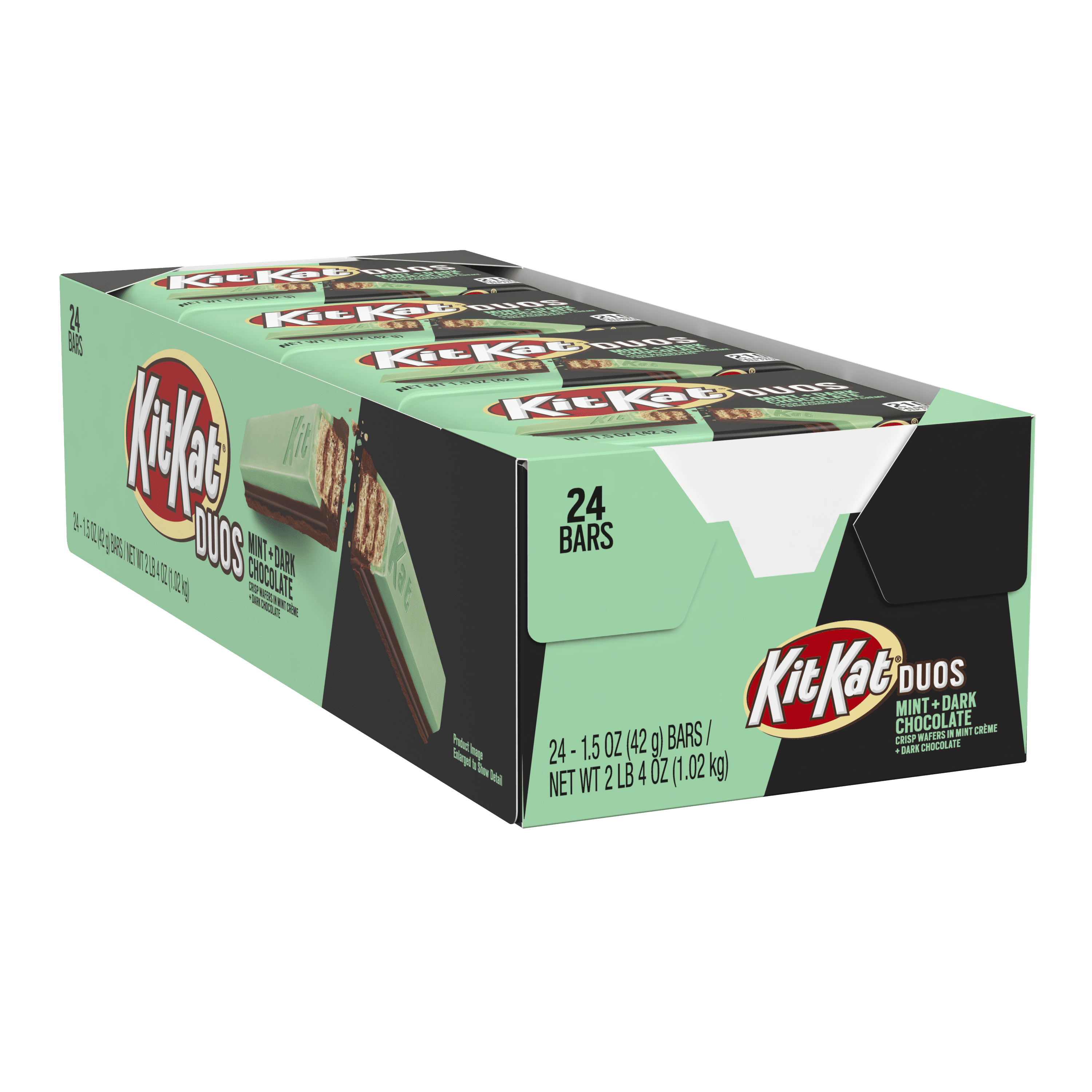Kit Kat Duos, Mint and Dark Chocolate Standard Candy Bar Box, 1.5 Oz., 24 Ct.
