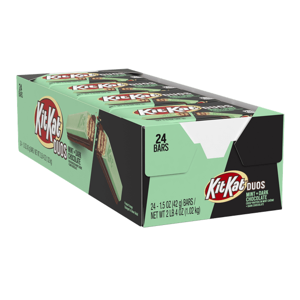 Kit Kat Duos, Mint and Dark Chocolate Standard Candy Bar Box, 1.5 Oz