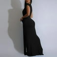 thumbnail image 4 of Women's Elegant Sleeveless Deep V-Neck Ruched Bodycon Party Evening Gown Maxi Dress, 4 of 6