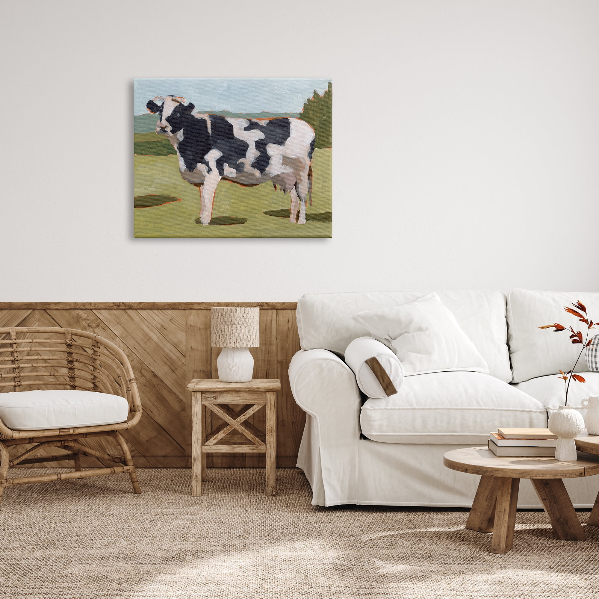 Stupell Industries Dairy Farm Cow Grazing Country Cattle Traditional Painting, 40 x 30, Design by Melissa Wang