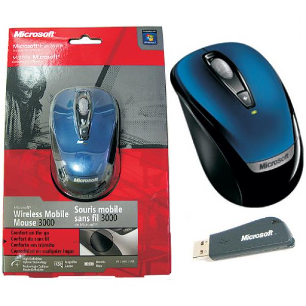 Microsoft Wireless Mobile Optical Mouse 3000 Usb Blue