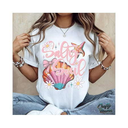 Salty Soul Shirt Preppy Summer Beach Shirt Retro Beach T-Shirt Trendy Summer Shirt Sublimation Design Shirt
