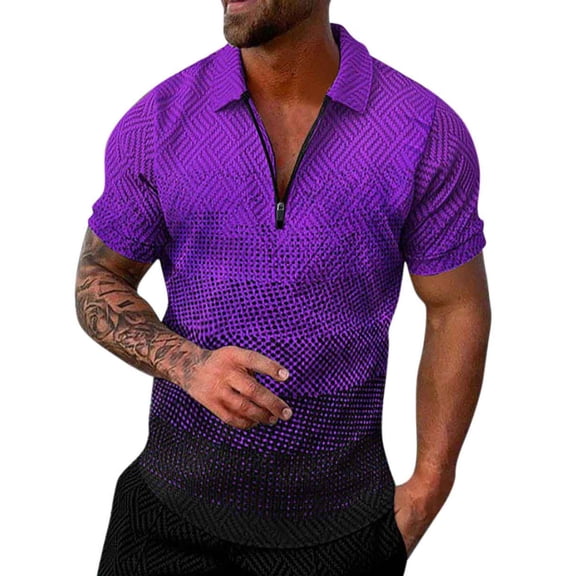 Sngxgn Men's Slim Fit Short Sleeve Solid Soft Cotton Polo Shirt(Purple,XXL)