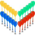thumbnail image 1 of 24PCS Magnetic Darts - Yellow Red Green Blue Plastic Dart Board Game Replacement Darts, 1 of 5