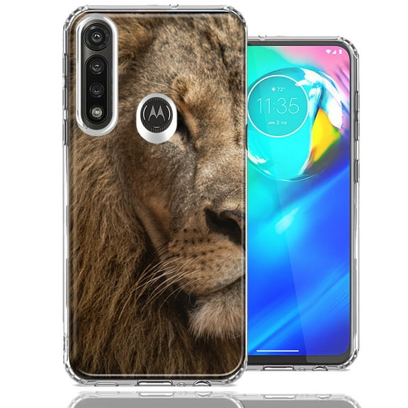 MUNDAZE For Motorola Moto G Power Lion Face Nosed Design Double Layer Phone Case Cover