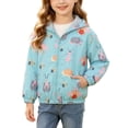 thumbnail image 2 of BLTIBY Kids Rain Jacket Windproof Long Sleeve Cute Printed Zip Up Hooded Jackets Lightweight Outdoor Raincoats with Pockets Multicolor 3 8-9 Years, 2 of 9
