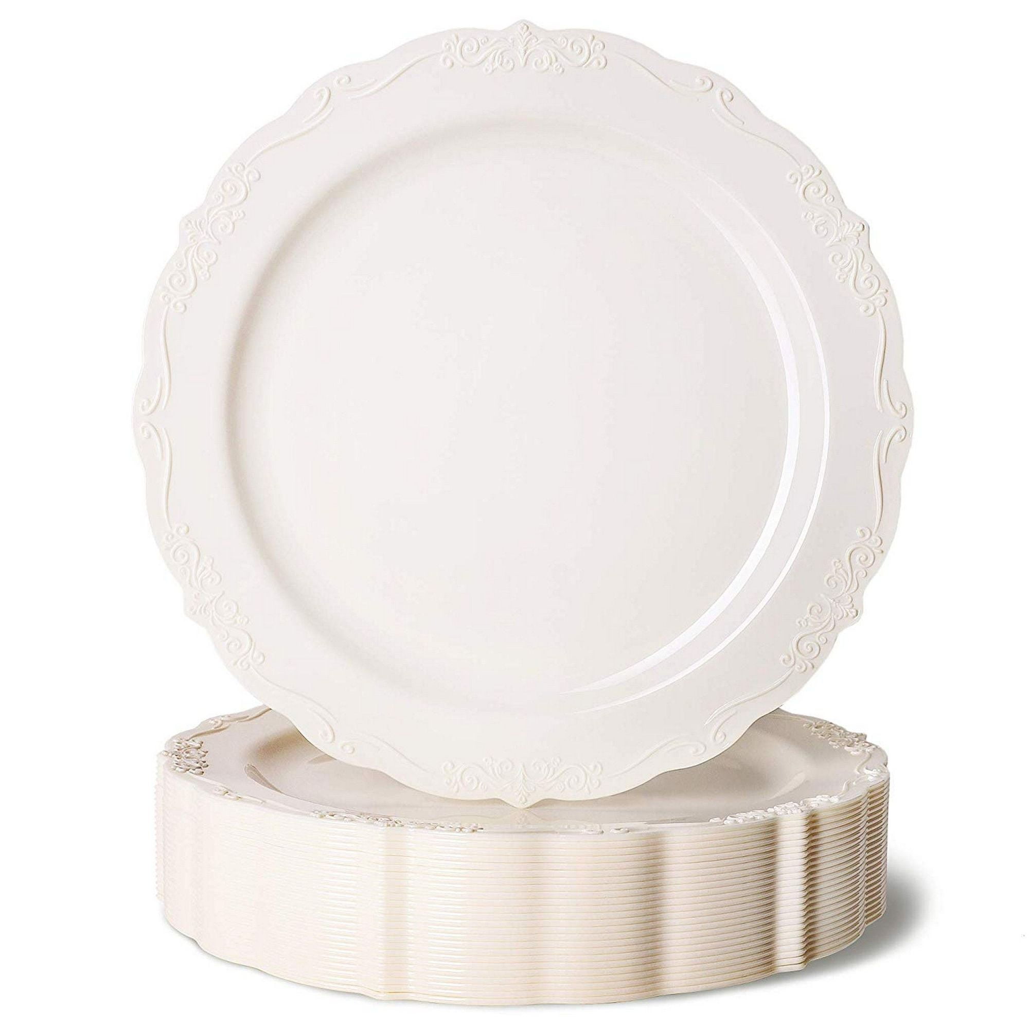 Juvale 25Pack Elegant Vintage Plastic Appetizer or Dessert Plates for