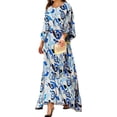 thumbnail image 1 of DYMADE Women Loose Printed Long Sleeve High Waist Ankle-Length Dress, 1 of 4