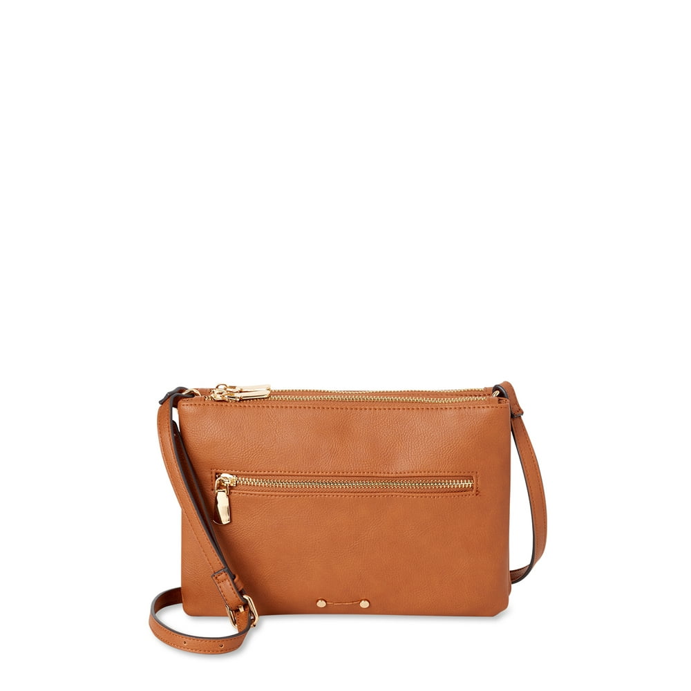 Time and Tru - Time and Tru Faux Leather Double Gusset Crossbody Bag ...