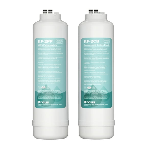 KRAUS Replacement Filter Cartridges for Purita 2-Stage Under Sink Water Filtration System with Carbon Block and Polypropylene Filters