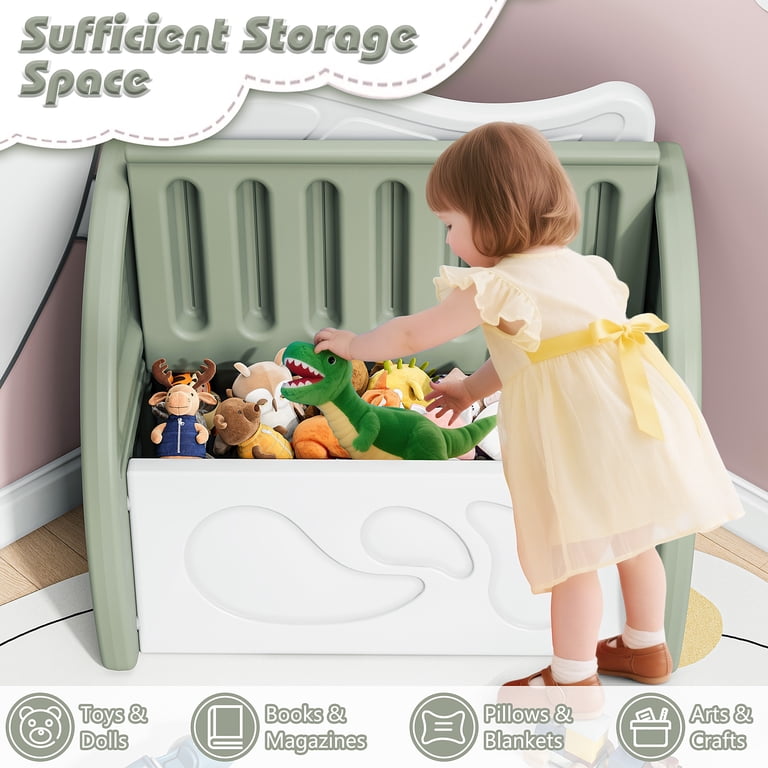 PORKISS Kids Toy Box for Boys Girls, Plastic Toy Storage Organizer