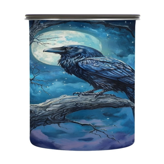 Wobogo Dead Trees Dark Crows Food Storage Jars 304 Food Grade Stainless Steel Canisters With Vacuum Airtight Lids for Coffee Snacks Nuts Cereal 900ML