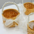 thumbnail image 4 of Wedding Small Flower Girl Basket, Wicker Rattan Flower Basket with Pearl Handle for Wedding Home Decor Picnic, Party, 4 of 5