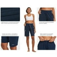 thumbnail image 7 of BALEAF Women's Bermuda Shorts Cotton Long Shorts with Pockets Navy Blue L, 7 of 7