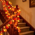 thumbnail image 6 of SPOORYYO Fall Maple Leaf Garland with Pumpkin LED Lights, Artificial Autumn Foliage Hanging Vine, Thanksgiving Halloween Decor for Fireplace Stair Home Wedding Party, Orange, 59", 6 of 6
