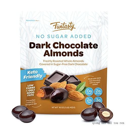sugar free dark chocolate covered almonds, keto friendly, 1 pound pack