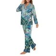 thumbnail image 5 of DISNIMO Peacock Print Women Pajama Set 2 Piece Pj Sets Long Sleeve Sleepwear with Long Pants Casual Comfy Loungewear Nightwear with Pockets, XS, 5 of 7