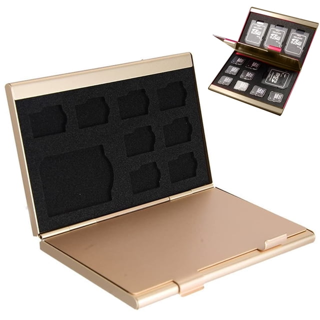 1 pcs Aluminum Memory Card Case Storage Box for SD Card TF Card Holder Case Hold (12 Slots)