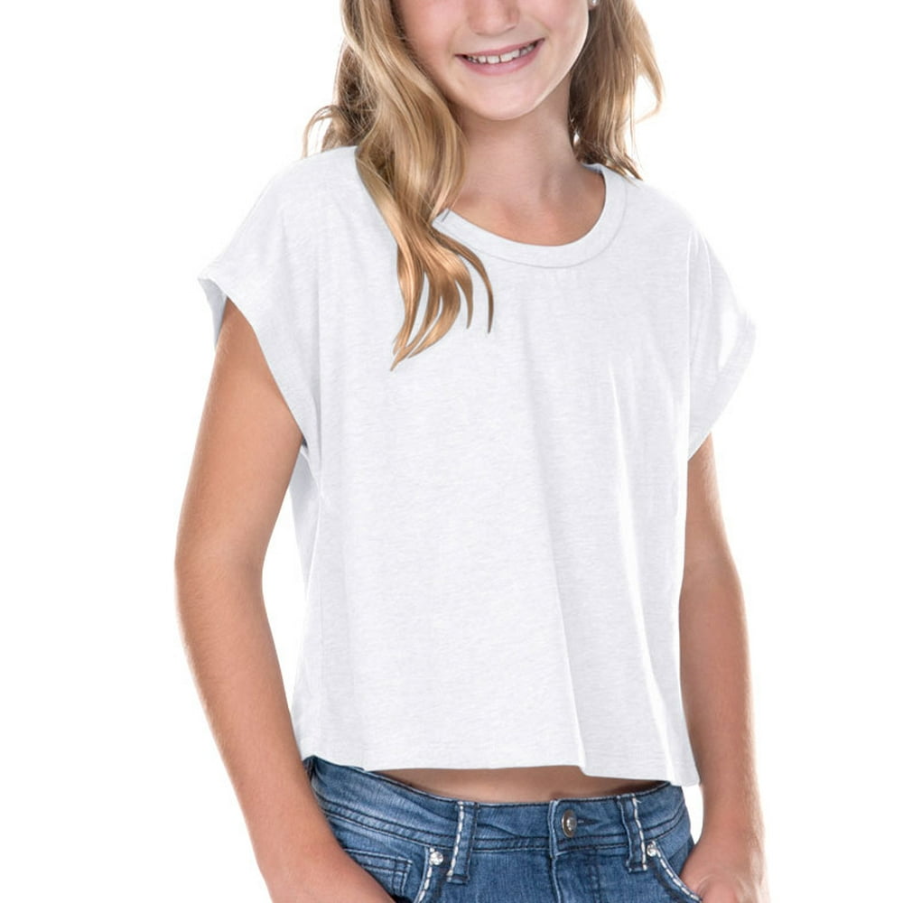 Kavio Kavio GJP0598 Girls 716 Jersey Boxy Crop TeeWhiteM Walmart