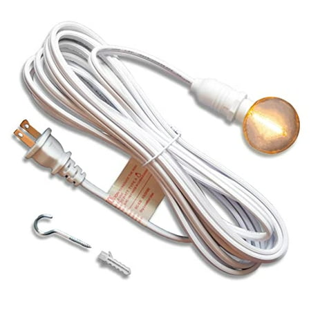 

Fantado Cord + SHATTERPROOF Bulb | White Weatherproof Outdoor Pendant Light Lamp Cord Combo Kit E12 Base Warm White G50 Bulb - 11 Foot