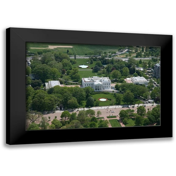 Highmith, Carol 14x11 Black Modern Framed Museum Art Print Titled - Aerial view of the White House, Washington, D.C.