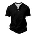 thumbnail image 3 of DDAPJ pyju Men's Short Sleeve Henley Shirt Vintage Distressed Casual Workout Tees Lightweight Summer Collarless Golf Shirts Lightning Sales of The Day Black XL, 3 of 8
