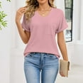 thumbnail image 4 of Paiwinds Women's Pocket Detail V-Neck Short Sleeve Pullover Blouse - Soft Polyester Cotton Blend Casual Top for Daily Wear, Errands & Relaxed Outings, 4 of 6