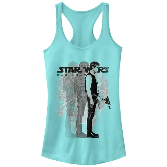 Junior's Star Wars Millennium Falcon Han Solo  Racerback Tank Top Cancun X Large