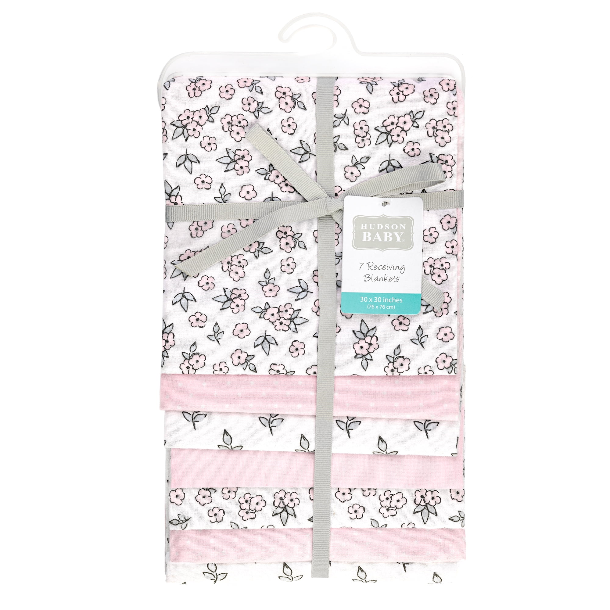 Hudson Baby Unisex Baby Cotton Poly Flannel Receiving Blankets Bundle, Pink Primrose, One Size