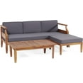 thumbnail image 2 of Aston Outdoor Acacia Wood 3 Seater Sofa Set with Ottoman and Coffee Table for Patio Lounge Mid Century Modern Durable Water Resistant Cushions, 2 of 9