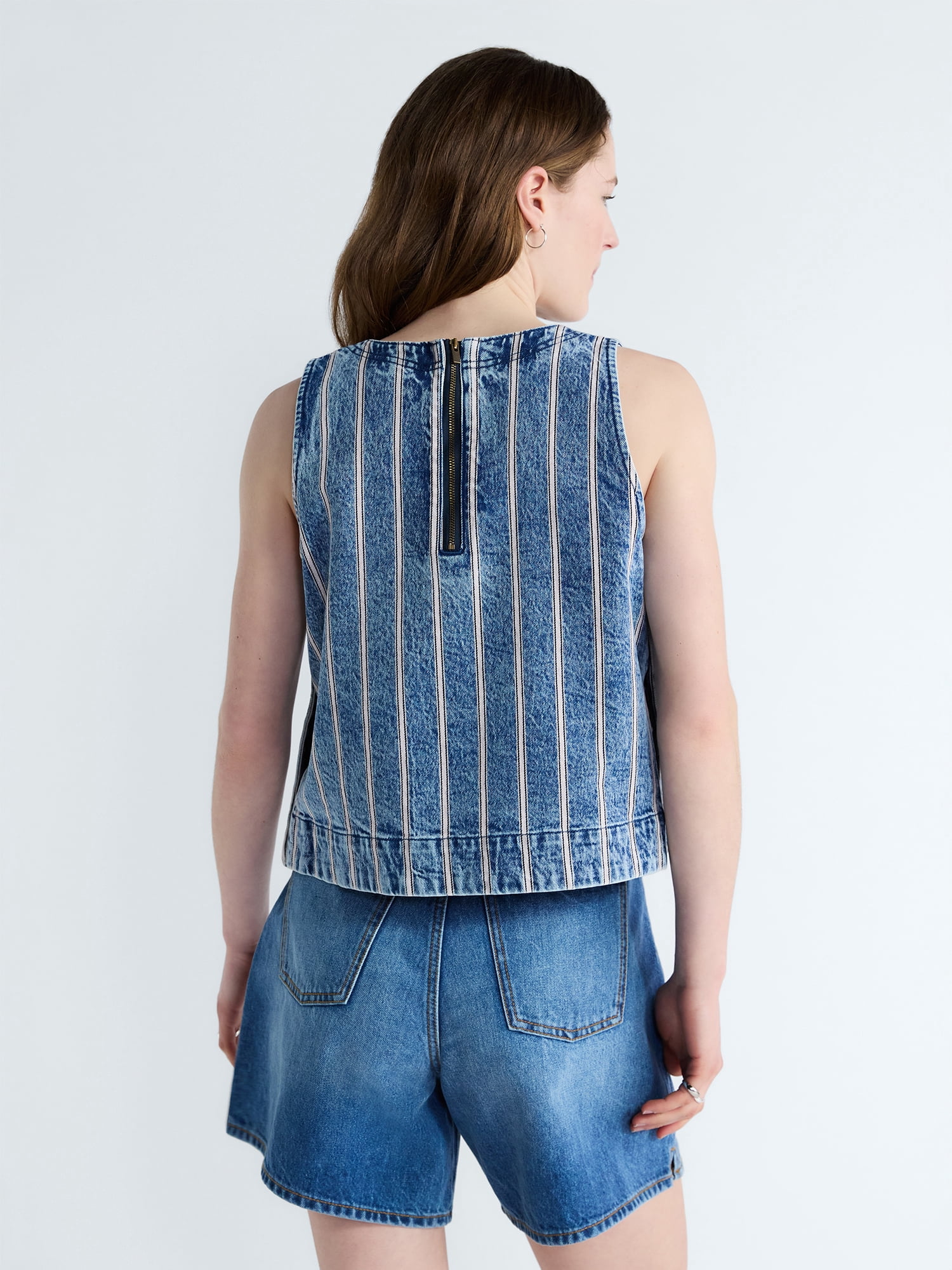 Free Assembly Women's Cropped Sleeveless Denim Top, Sizes XS-XXL