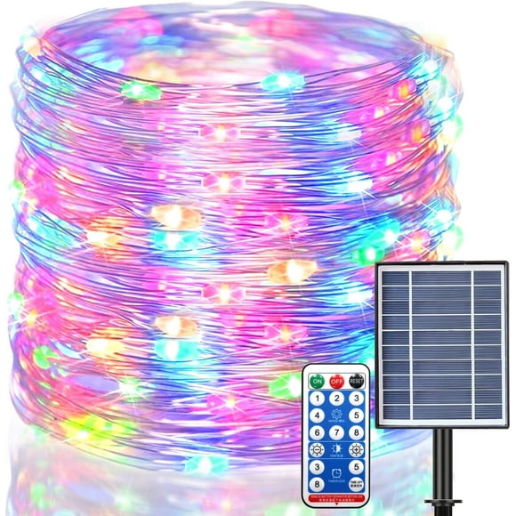 SHIJIU-500 LED Solar Powered Fairy Lights 164Ft Extra-Long Solar Twinkle Lights with Remote Timer for Outdoor Tree Backyard Garden Party Wedding Decoration (Multicolor)