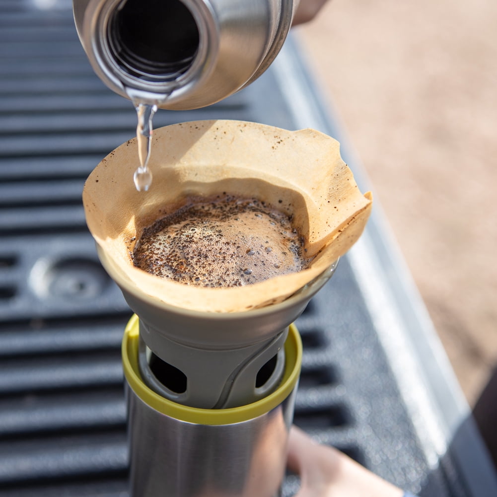 Wacaco Cuppamoka Pour-Over Coffee Maker, Portable Drip Coffee Maker with 10 Cone Paper Filters, Stainless Steel, 10 floz