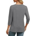 thumbnail image 4 of Texiao 3/4 Length Sleeve Women's Tops V Neck Casual Tunic Tops Basic Shirts Loose Fit Blouse, 4 of 9