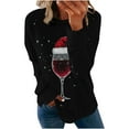 thumbnail image 2 of Craaazy Women's Long Sleeve Shirts Colorful Christmas Printed Round Neck Xmas Tops Gifts, 2 of 5