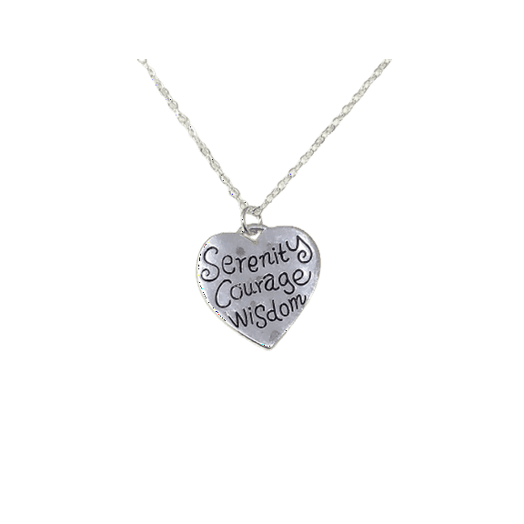 Serenity, Courage, Wisdom - Serenity Prayer Heart Necklace